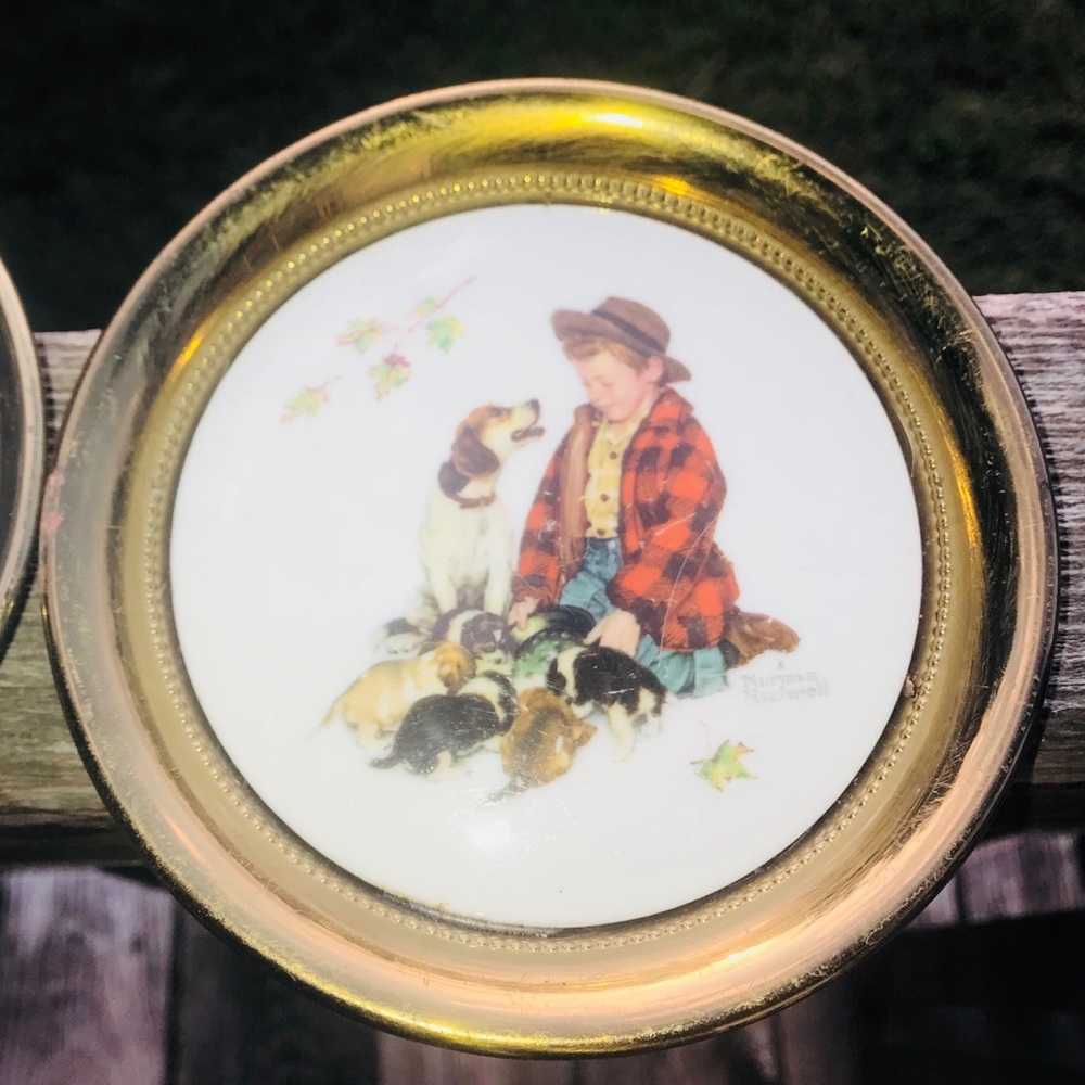 RARE VTG Gorham Norman Rockwell Coaster Set